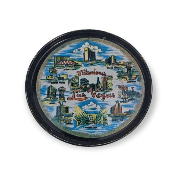 Fabulous Las Vegas 3 in Round Decorative Metal Coaster Vintage Casinos Set of 3 - Picture 4 of 6